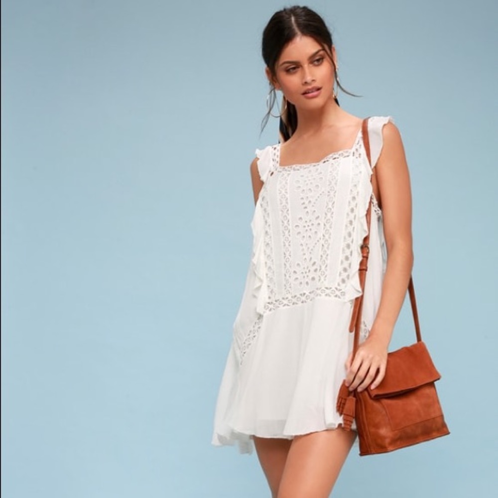 Free People Priscilla White Crochet Mini Dress